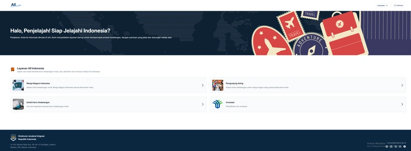 portal web oficial All Indonesia para tramitar la tarjeta de llegada, aduanas y salud antes de volar a Indonesia Sulawesi.