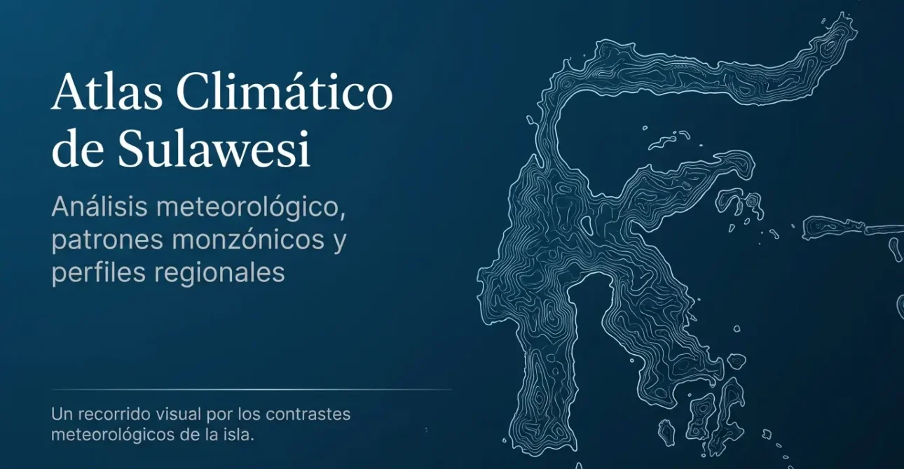 Portada del atlas climático de Sulawesi que introduce el análisis meteorológico y los patrones monzónicos de la región.